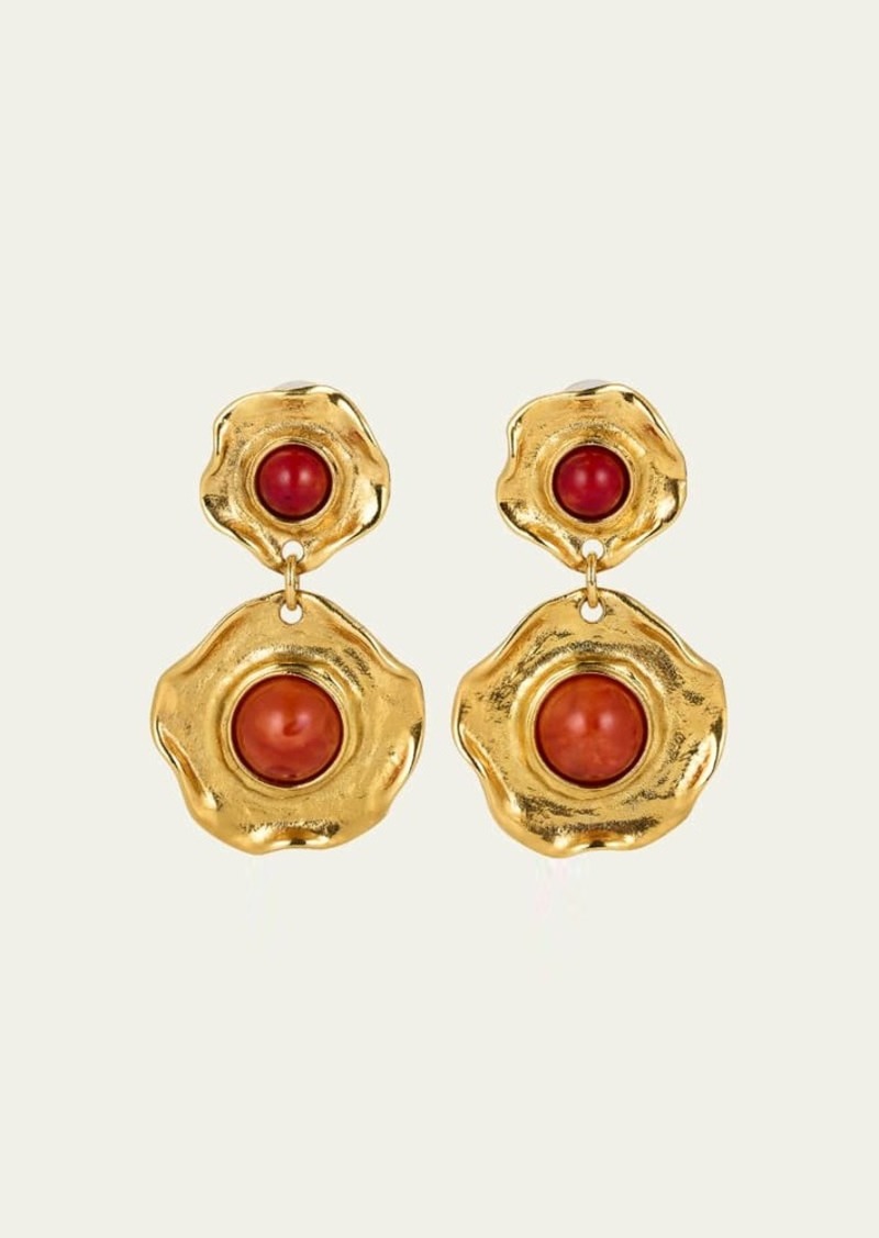 Ben-Amun Single Drop Post Earrings with Coral Stones