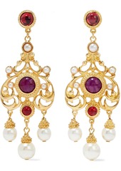 Ben-amun Woman 24-karat Gold-plated Stone And Faux Pearl Earrings Gold