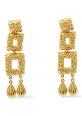 Ben-amun Woman Hammered 24-karat Gold-plated Earrings Gold