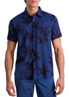 Ben Sherman Exploded Flower Stretch Cotton Short Sleeve Button-Up Shirt in Navy at Nordstrom Rack