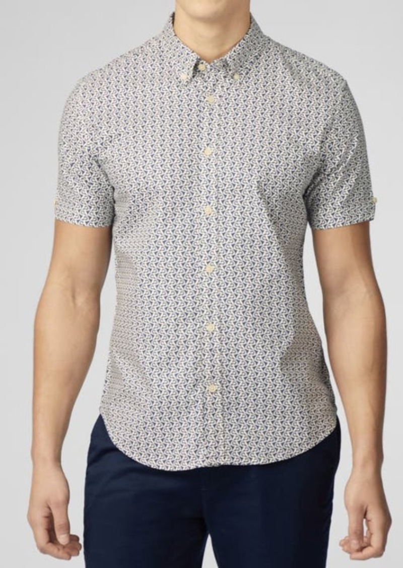 Ben Sherman Geo Wave Print Short Sleeve Button-Down Shirt