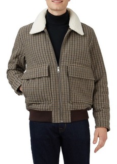 Ben Sherman Heritage Check Coat with Faux Shearling Collar