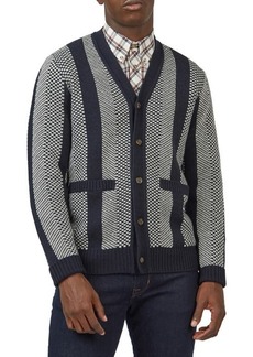 Ben Sherman Jacquard Stripe Wool Blend Cardigan