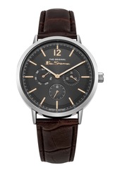 Ben Sherman Men's Brown Synthetic Leather Strap Multifunction Watch, 40mm