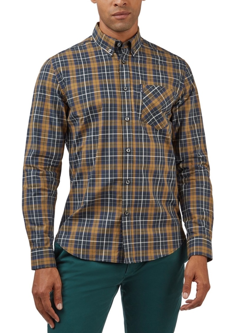 Ben Sherman Men's Classic Check-Print Shirt - Bronze