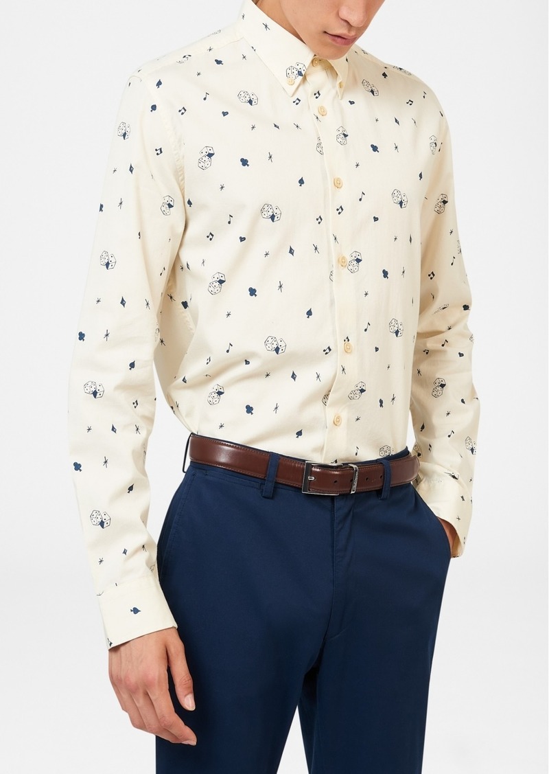 Ben Sherman Men's Conversational Print Shirt - Fog