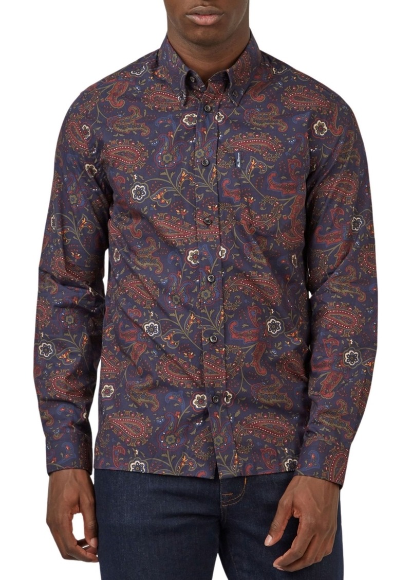 Ben Sherman Men's Eastern Paisley-Print Shirt - Marine