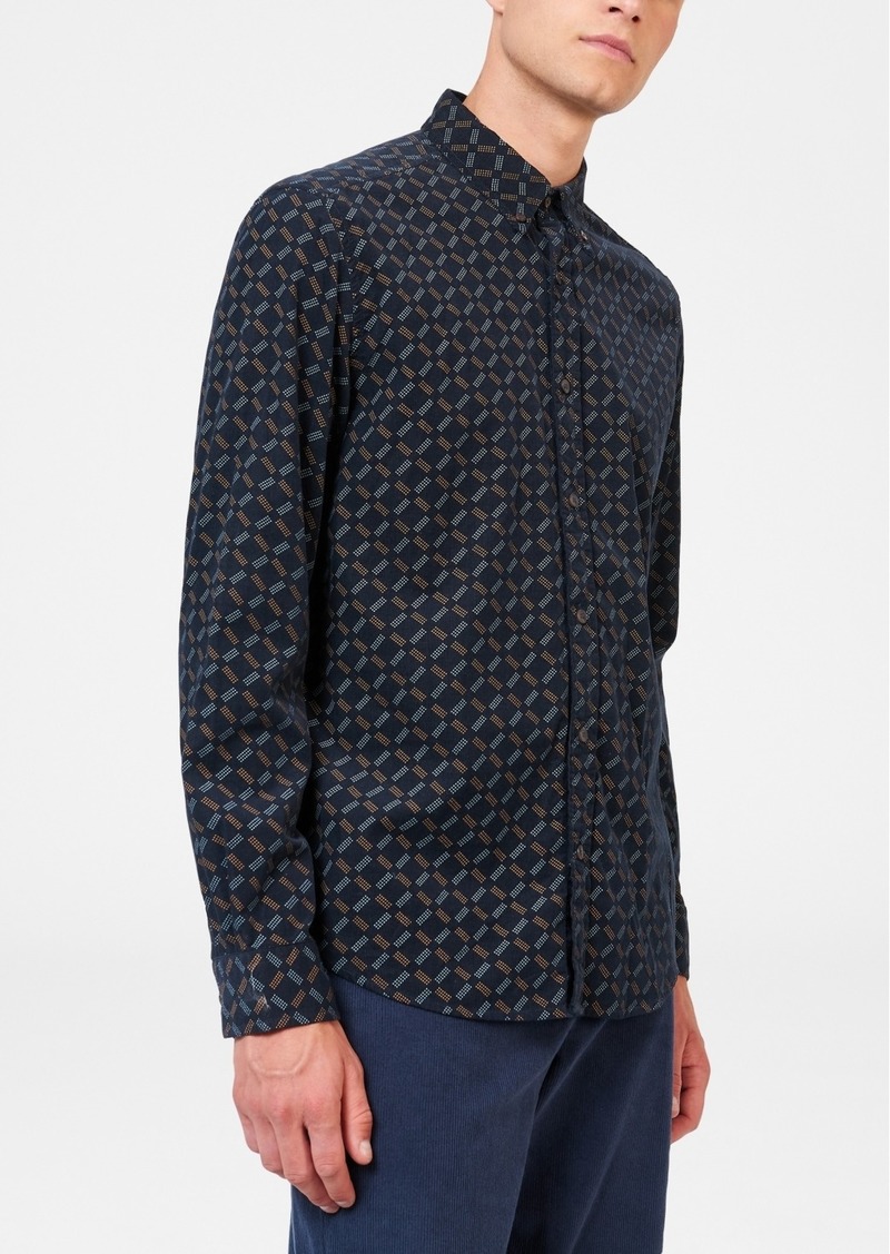 Ben Sherman Men's Geo Printed Corduroy Shirt - Midnight