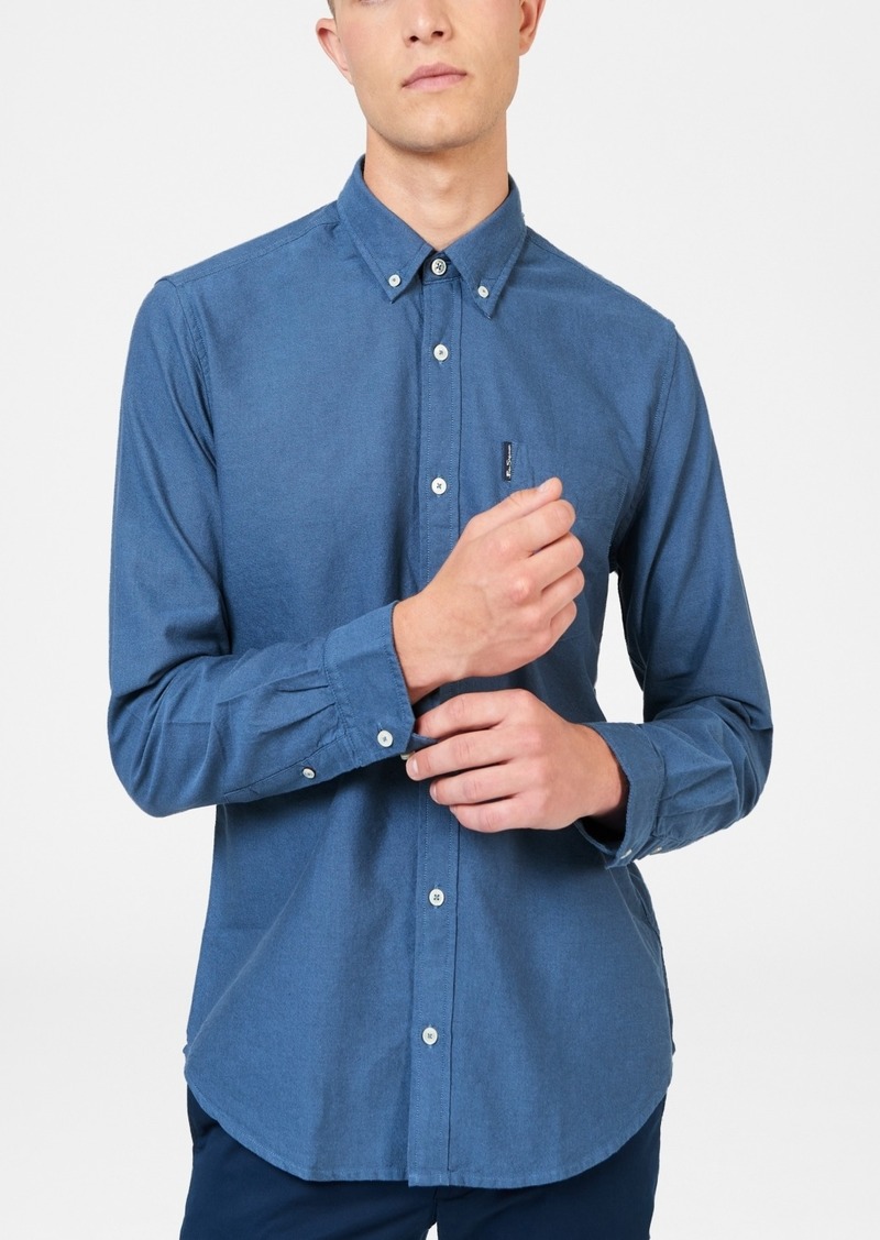 Ben Sherman Men's Iconic Oxford Single-Pocket Button-Down Long-Sleeve Shirt - Riviera Blue