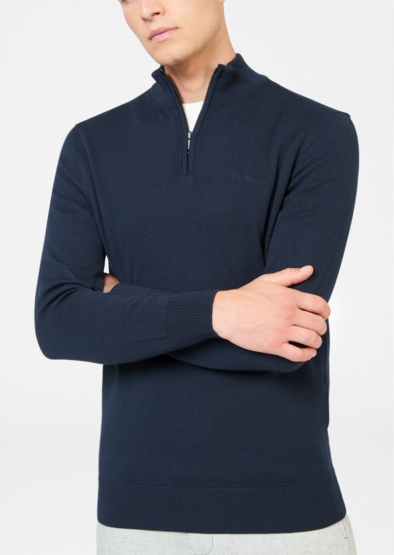 Ben Sherman Men's Merino Half Zip Sweater - Dark Navy