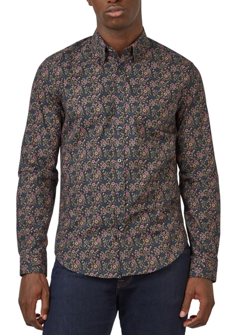 Ben Sherman Men's Multi-Colored British Floral-Print Shirt - Camouglage