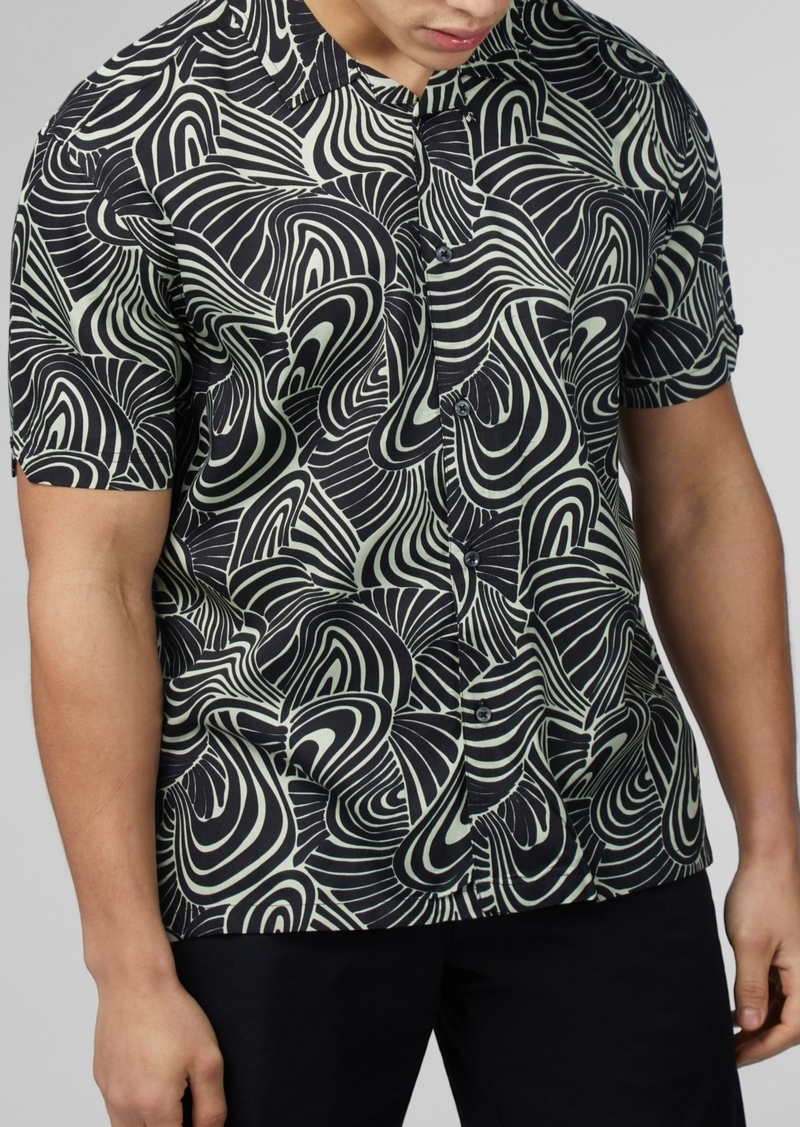 Ben Sherman Men's Psychedelic Swirl Print Short Sleeve Shirt - Mint