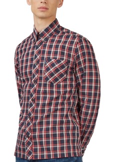 Ben Sherman Men's Regular-Fit Grid Check Shirt - Red