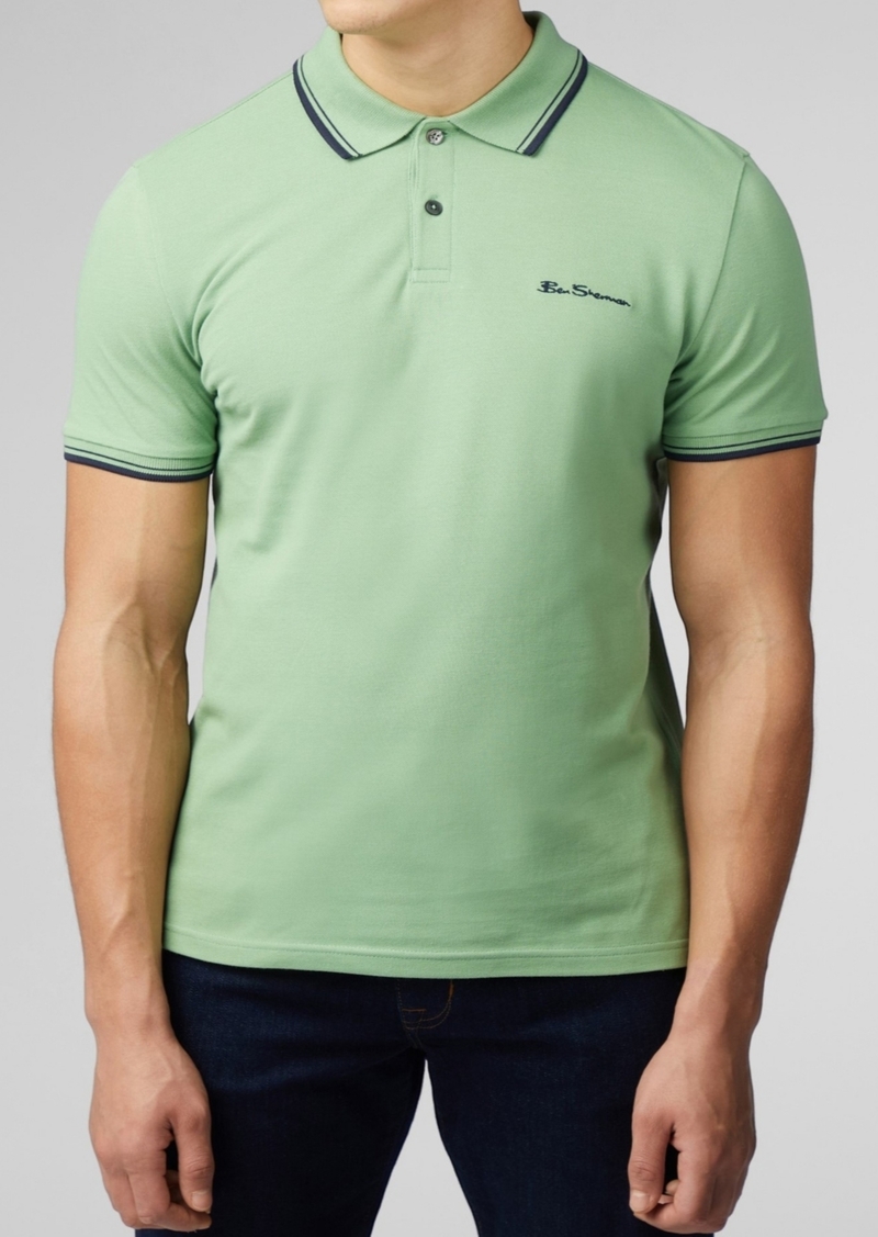 Ben Sherman Men's Signature Short Sleeve Polo Shirt - Grass Green