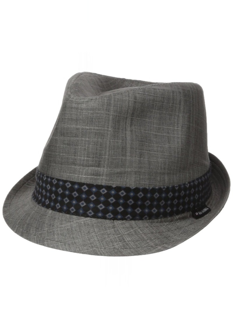 white linen fedora hat