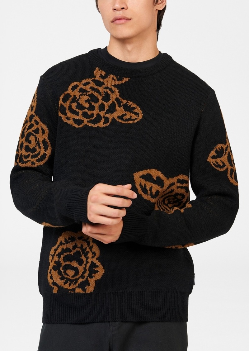 Ben Sherman Men's Winter Floral Crew Sweater - Black