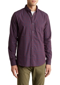 Ben Sherman Regular Fit Gingham Stretch Button-Down Shirt in Berry Wine at Nordstrom Rack