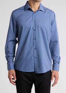 Ben Sherman Trim Fit All Way Stretch Performance Button-Up Shirt in Navy at Nordstrom Rack