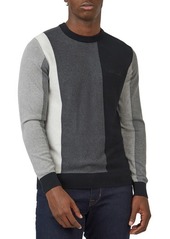 Ben Sherman Vertical Colorblock Crewneck Sweater in Black at Nordstrom