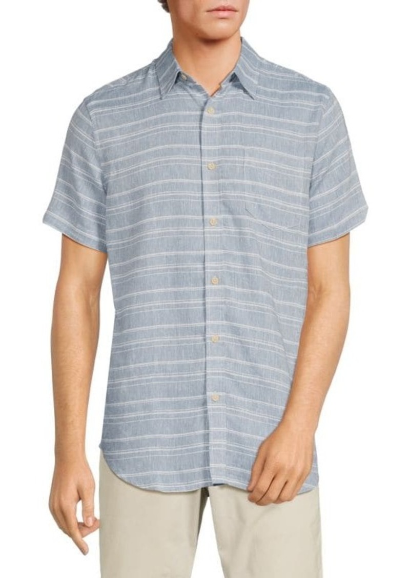 Ben Sherman Short Sleeve Linen Blend Striped Shirt