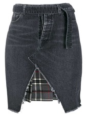 Ben Taverniti Unravel Project denim and plaid asymmetric skirt