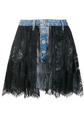 Ben Taverniti Unravel Project lace overlay denim skirt