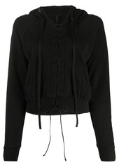 Ben Taverniti Unravel Project lace-up cropped hoodie