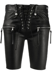 Ben Taverniti Unravel Project lace-up front leather shorts