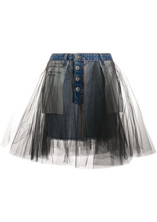Ben Taverniti Unravel Project tulle-overlay skirt