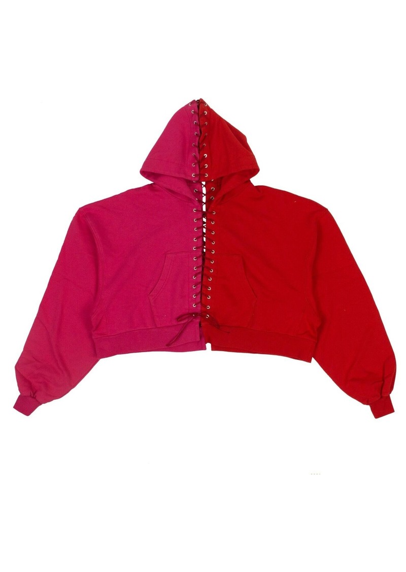 Ben Taverniti Unravel Project Unravel Project Lace-Up Hoodie Sweatshirt - Fuchsia/Red