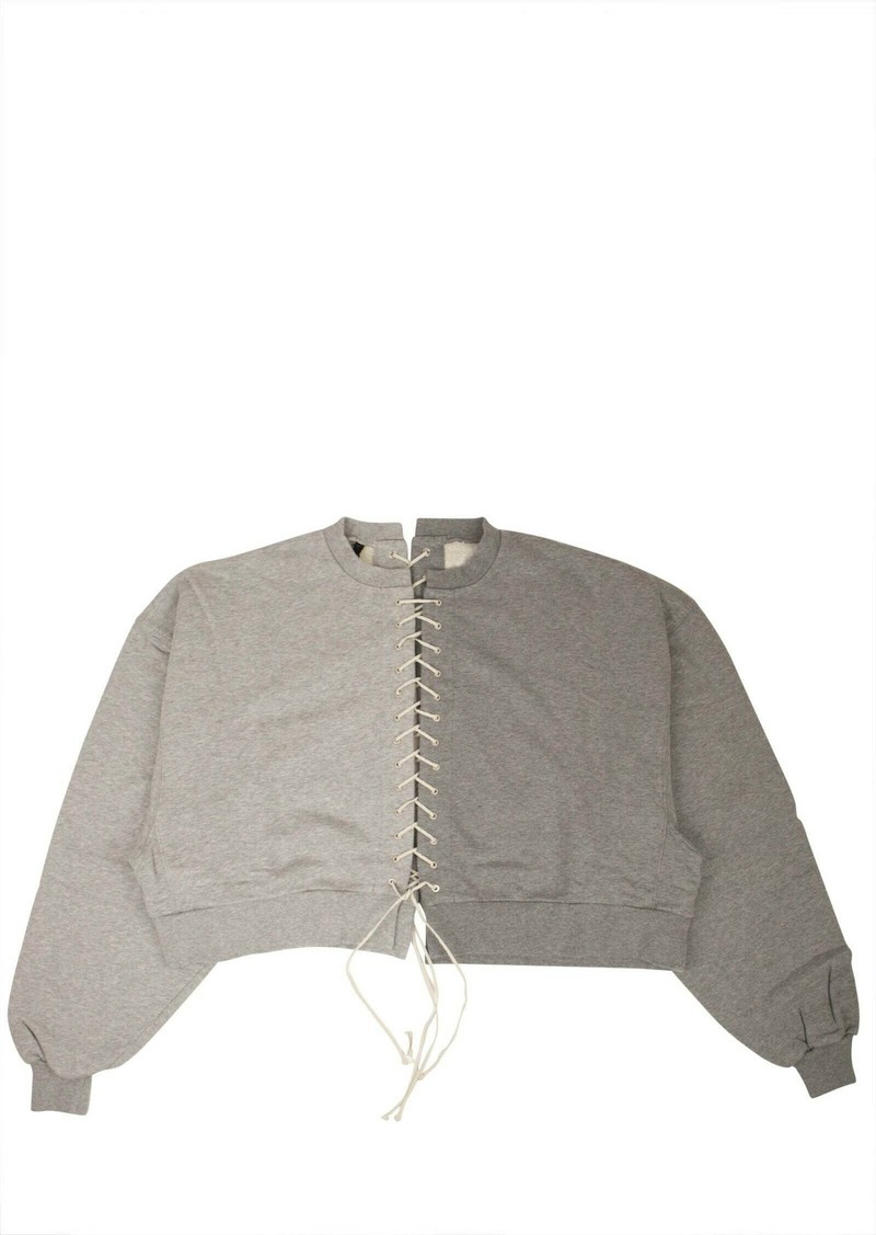 Ben Taverniti Unravel Project Unravel Project Two Tone Lace Up Sweatshirt - Gray
