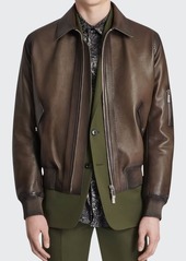 Berluti Men's Calfskin Leather Bomber Jacket