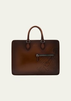 Berluti Men's Deux Jours Scritto Swipe Leather Briefcase