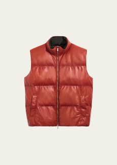 Berluti Men's Down Quilted Leather Full-Zip Vest