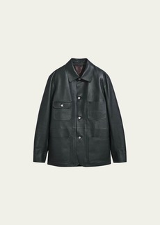 Berluti Men's Leather 4-Pocket Chore Jacket