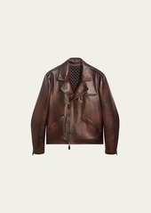 Berluti Men's Leather Moto Jacket