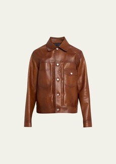 Berluti Men's Leather Trucker Jacket