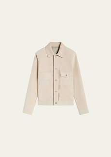 Berluti Men's Suede Button-Front Blouson Jacket