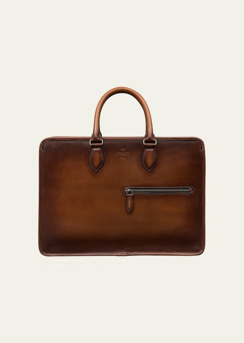 Berluti Men's Un Jour Scritto Leather Briefcase