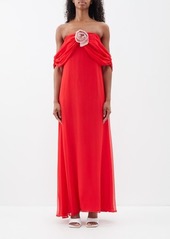 Bernadette - Daffodil Off-the-shoulder Silk Gown - Womens - Red