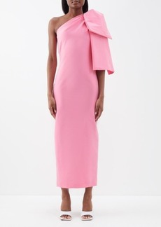 Bernadette - Josselin Bow-shoulder Taffeta Dress - Womens - Bright Pink