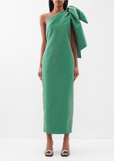 Bernadette - Josselin Bow-shoulder Taffeta Dress - Womens - Dark Green