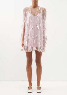 Bernadette - Noah Hand-embroidered Tulle And Silk Cape Dress - Womens - Light Pink