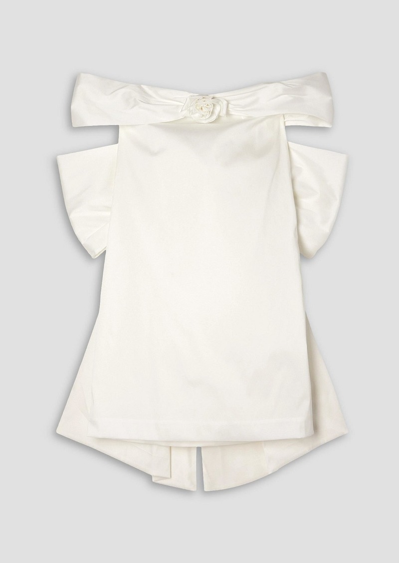 BERNADETTE - Sacha off-the-shoulder bow-embellished taffeta mini dress - White - FR 42