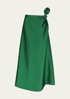 BERNADETTE Carlotta Side Bow Satin Skirt