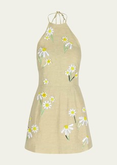 BERNADETTE Delilah Embroidered Linen Mini Dress