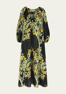 BERNADETTE Flower Printed Linen Maxi Dress