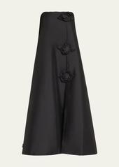 BERNADETTE Rosette Strapless Midi Dress