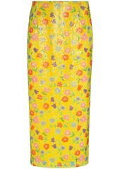 BERNADETTE sequinned floral-print midi skirt