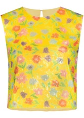 BERNADETTE floral-print sequinned top